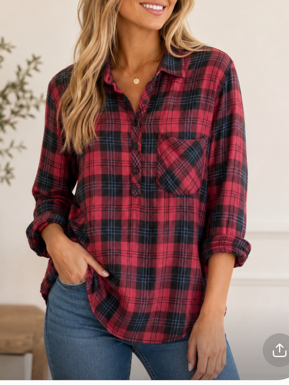Stitchfix Women’s Burgundy Plaid Shirt